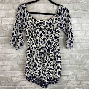 Blue Rain Floral Romper